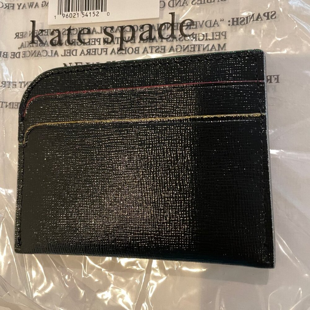 Kate Spade New York Devin Saffiano Leather Card Holder (Black) - Picture 2 of 7